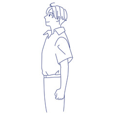 夏に向かってやる気のある笑顔の男子学生