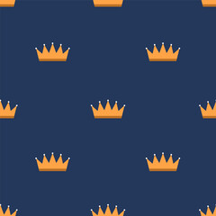 Gold crowns, seamless pattern, endless background. Royal queen and kings tiara, princess diadem, repeating print for paper package. Flat vector illustration for textile, wrapping, fabric design