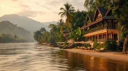 Riverside bungalows in a tropical paradise. The perfect place to relax and enjoy the natural beauty of the area.