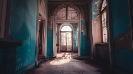 Fototapeta premium Old abandoned forgotten historical mansion Former Philipov manor Moscow region : Generative AI