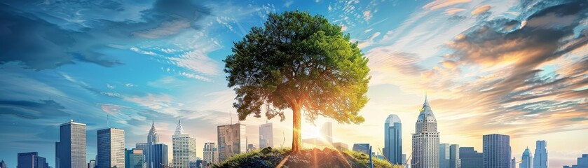 Obraz premium Conceptualization of modern city and environmental technology