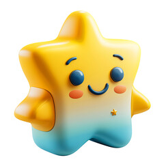 blue and yellow 3d star icon