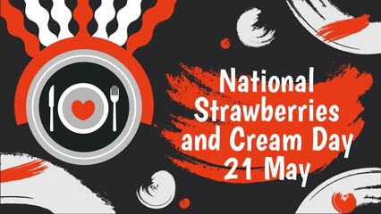 Obraz premium National Strawberries and Cream Day web banner design illustration 