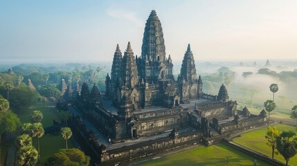 The magnificent Angkor Wat temple complex in Siem Reap, Cambodia, is one of the largest religious...