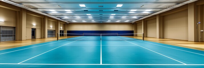 High-quality photograph of a badminton court banner with professional look and feel