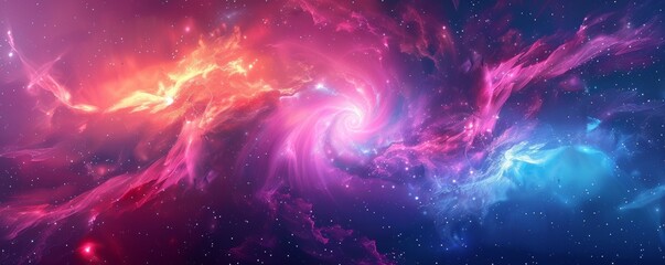 A cosmic nebula swirling with vibrant colors, its ethereal beauty captivating all who gaze upon it.   illustration.