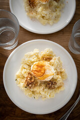 The Atascaburras o brandada is a dish typical of Spanish cuisine made with cod, potatoes, garlic, and eggs