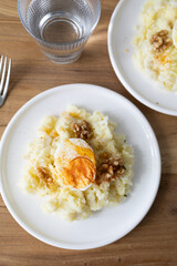 The Atascaburras o brandada is a dish typical of Spanish cuisine made with cod, potatoes, garlic, and eggs