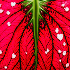 Caladium leaf large heart shaped leaf with red veins and pink spots Caladium Florida Sweetheart
