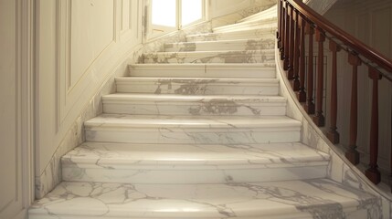 Beautiful bright marble stairs in modern house. Generative AI 