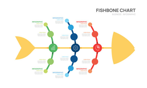 Fishbone chart diagram infographic Template for business, presentation vector infographics.