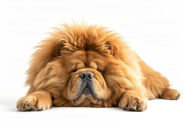 Chow Chow Lion's Mane: Capture the majestic mane of a Chow Chow resembling a lion's. photo on white...