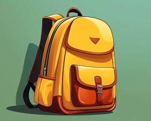 Back to school backpack flat design side view packed for learning theme animation vivid