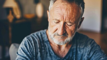 Handsome man with closed eyes in living room