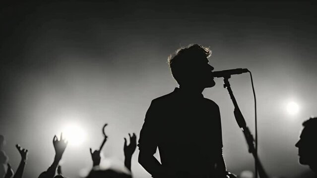 singer on stage with microphone