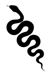 Black silhouette of a curved snake isolated on a transparent background. Symbol of Chinese New Year 2025. Vector illustration