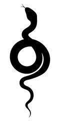 Black silhouette of a coiled snake isolated on a transparent background. Symbol of Chinese New Year 2025. Vector illustration