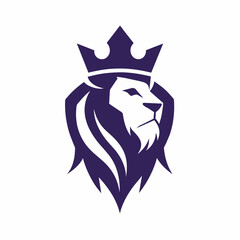 Minimalist Royal king lion crown logo design vector art illustration