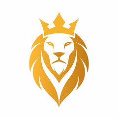 Modern Royal king lion crown logo design vector art illustration