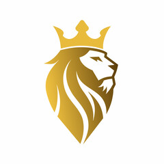 Modern Royal king lion crown logo design vector art illustration