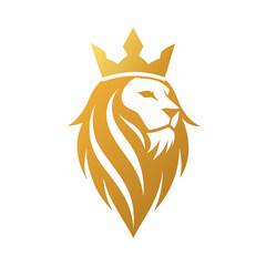 Royal king lion crown logo design vector art illustration