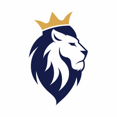Royal king lion crown logo design vector art silhouette