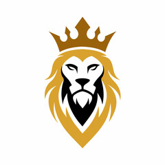 Royal king lion crown logo design vector art illustration