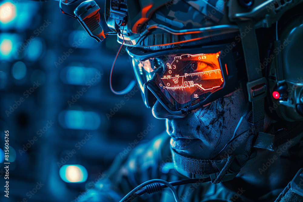 Leinwandbilder cybersecurity military monitoring data on computer screens in a high-tech command center generative 