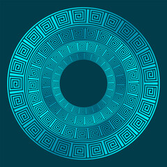 Naklejka premium Design with abstract blue ancient pattern. Circle frame. Templates for printing postcards, invitations, floral petal stack, pattern geometric tribal lace motif black white. Circular ornament