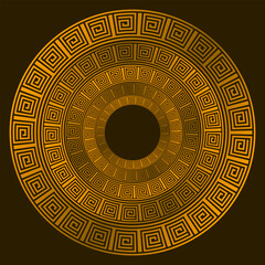 Design with abstract gold floral pattern. Circle frame. Templates for printing postcards, invitations, floral petal stack, pattern geometric tribal lace motif black white. Circular ornament