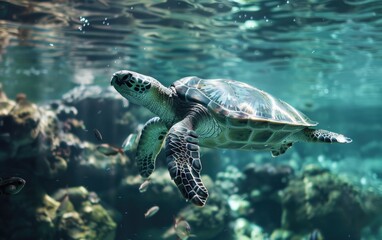 The Gentle Journey of a Swimming Turtle
