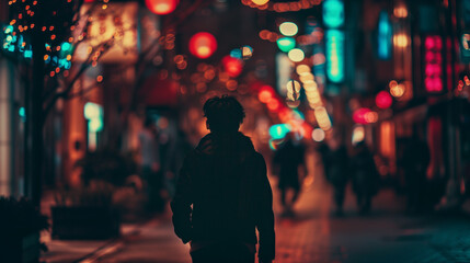 photo of people walking at night