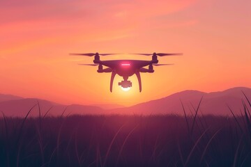 Fototapeta premium Pesticide application in vineyard fields via drone technology tackles difficult terrain, revolutionizing agri tech and enhancing green crops