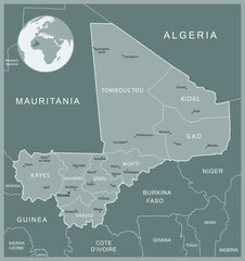 Mali - detailed map with administrative divisions country. Vector illustration