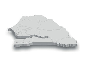 Fototapeta premium 3d Senegal white map with regions isolated