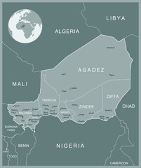 Niger - detailed map with administrative divisions country. Vector illustration