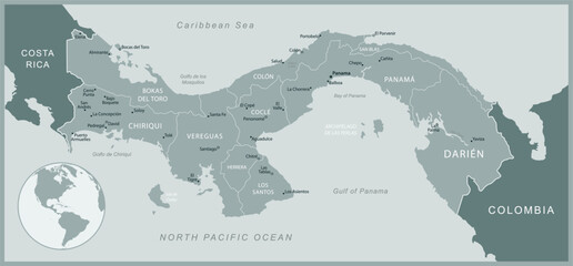 Panama - detailed map with administrative divisions country. Vector illustration