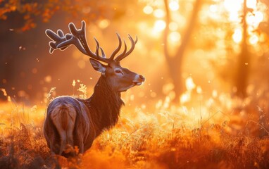 The Quiet Beauty of a Red Deer in the Morning