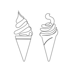 Ice Cream Continuous One line drawing Illustrations & Vectors design