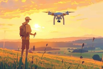 Advanced agri tech in vineyard fields leverages drone operations for effective pesticide application across difficult terrain, nurturing green crops