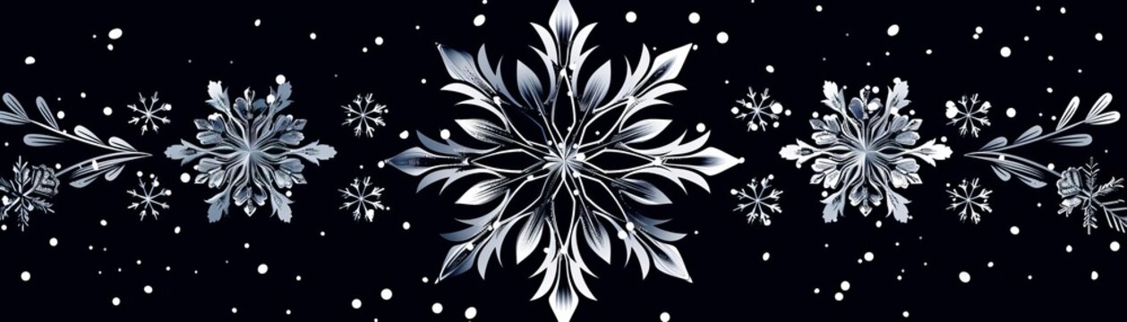 Simple yet stylish snowflake clipart in a monochrome palette, ideal for creating classy winter wedding invitations or holiday cards