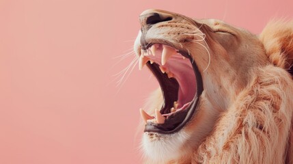 close-up of a lion's mouth.