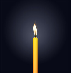 Concept of mourn, Candle dark on black background. Vector