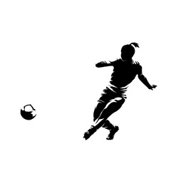 Soccer, female football player kicking ball, active woman, isolated vector silhouette