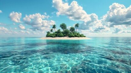 Tropical island , Vivid Ocean, Happy Natural , Blue and Green Sea, Ocean life, 