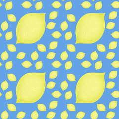 Seamless pattern Lemons. Yellow Blue colors