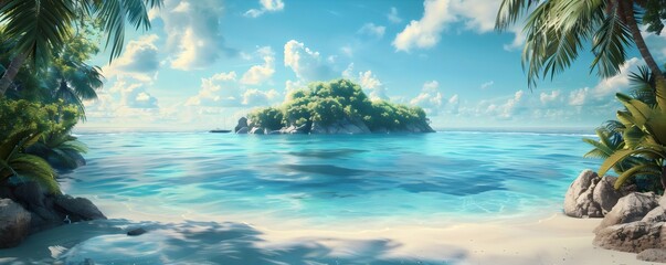 Tropical island , Vivid Ocean, Happy Natural , Blue and Green Sea, Ocean life, 