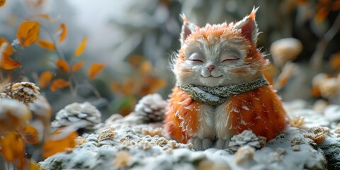 Quirky dating app avatars for mindful singles represented as peaceful animated spirit animals searching for their soulmate in ethereal environments