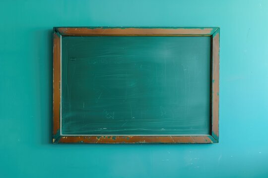 dark green noteboard on turquoise background
