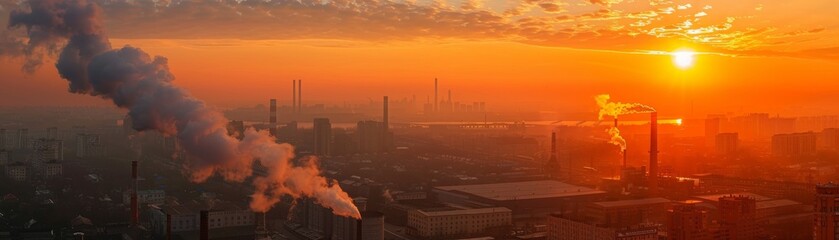 Obraz premium The photo shows a beautiful sunset over a city